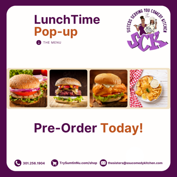 Pre-order graphic for the lunchtime menu.